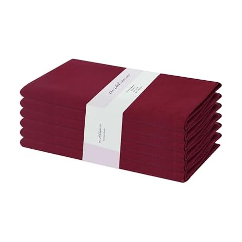 PurpleEssences Cloth Dinner Napkins 100% Cotton 18x18 Inch - Soft Durable Washable - Ideal for Farmhouse Party Christmas - Everyday Use Table Linen (Burgundy, 18" x 18" (Set of 6)) Cover