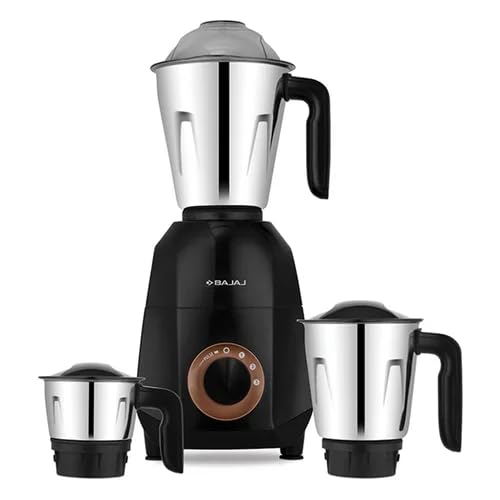 Bajaj Ninja Quartz Mixer Grinder, Indian Mixer Grinder 750 Watts|3 Stainless Steel Jars for Efficient Grinding and Mixing |Free International Adaptor|1 Month Warranty|5 year Motor Warranty