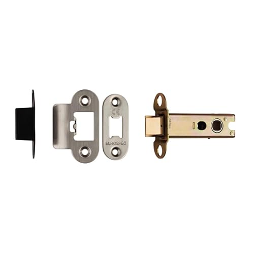 Easi-T Heavy Sprung Tubular Latch High Performance Steel Door Latch for Internal Timber Doors & Lever Handle Use (Satin Stainless Steel, 76mm - Radius)
