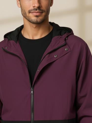 Image of CHKOKKO Sunscreen Jacket for Men Windcheater Hooded Zipper Sports Jacket | UV Protection | Sun Protective | Lightweight Water Resistant | Riding Biker | Outdoor Travel Gym Running