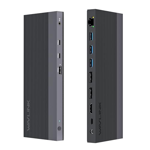 Docking station USB-C WAVLINK 12-IN-1, alimentazione 100 W, 2DP+HDMI, 4 USB-A, 2 USBC Gigabit...