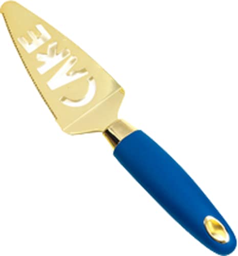 PuntoCasaStore Paletta per Dolce in Metallo Dorato Manico Blu 5,3x24.5 CM BOMBONIERA con Scatola Regalo