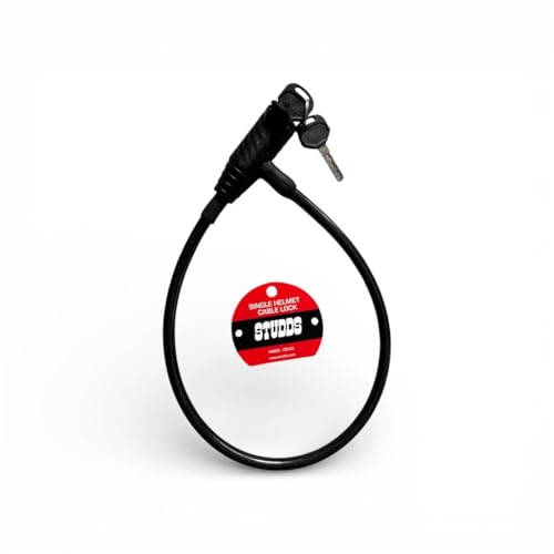Image of Studds Heavy Duty Helmet Cable Lock for Motorcycle & Scooter - Anti-Theft Braided Steel Security Wire with 2 Computerized Keys - Universal Fit, Weather-Proof (Black)