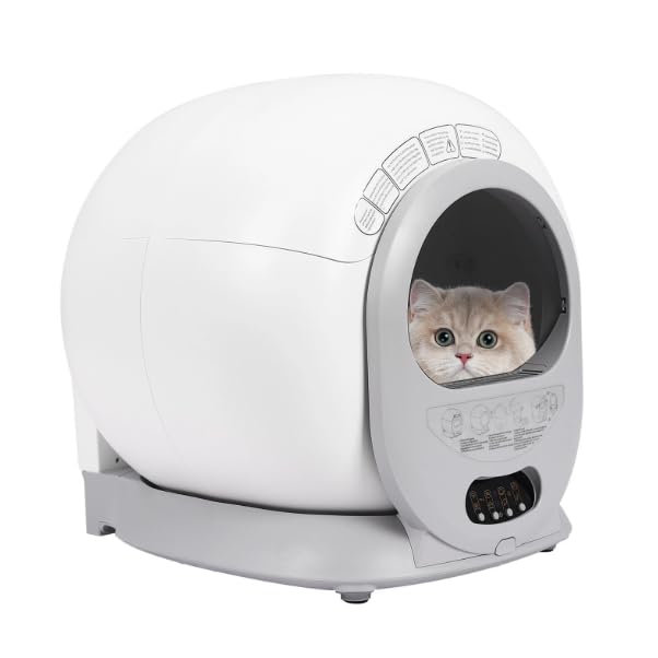 Caja de arena automática para gatos, 65 L, con desodorización, funciones de limpieza y monitoreo automáticos, autolimpiante, caja de arena eléctrica