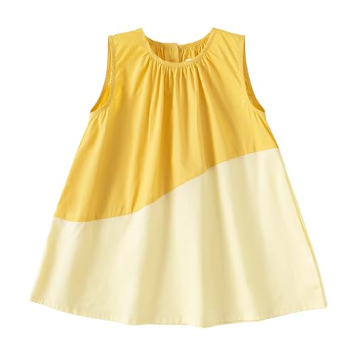 Baby Girls Summer Sleeveless A Line Dress Cotton Color Block Beach Sundress
