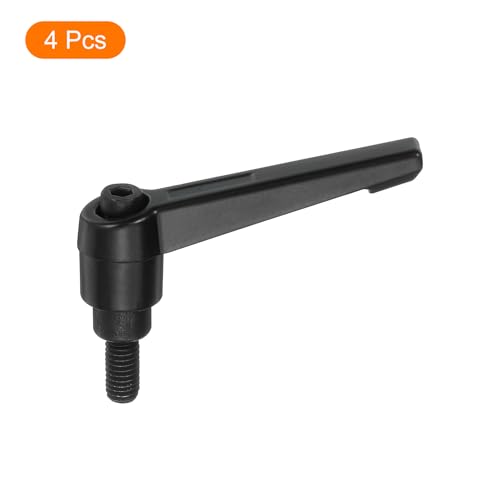 Image of uxcell 4Pcs M6 x 12mm Adjustable Knobs Handle Male Thread Push Button Ratchet Quick Release Locking Rotating Bolt for Lathe Machinery, Black