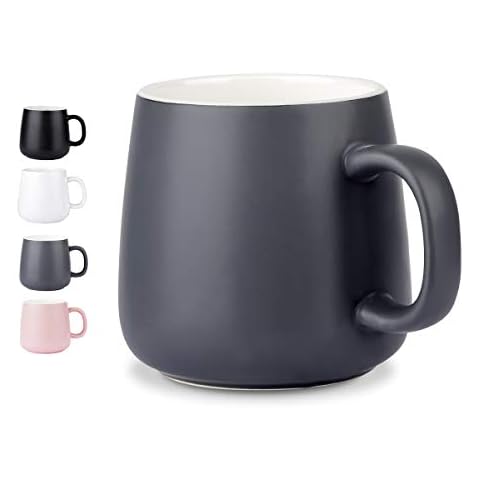 NEWANOVI Ceramic Cup Smooth Frosted Porcelain Mug, Coffee Mugs, Tea Cup, for Office and Home, Health Gift, Maximum Capacity 12.2oz, Grey, Single one Cover