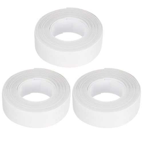 uxcell Waterproof Seal Caulk Strip Tape Self Adhesive 0.87" W x 10.5'L PVC Sealing Tape for Kitchen Bathroom White 3Pcs