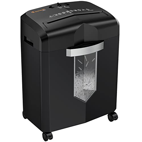 Bonsaii Paper Shredder, 12 Sheet Cross-Cut Shredder for Home Office Use, Heavy Duty Paper Shredder for Credit Card, CD, Mail, Staple, 4 Casters, Continuous Running & 3.96 Gal Pullout Bin (C266-A)