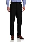 Louis Raphael ROSSO Men's Striated Solid Flat Front Dress Pant with Comfort Waist