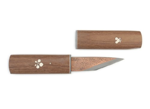 秀存 銅付横手小刀 梅ツバ 桐箱入 90mm