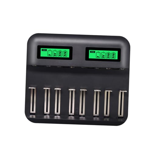 LABRIMP Cargador Inteligente de Pilas Recargables con Pantalla LCD Ranuras Independientes para Baterías AA AAA y C Protección Múltiple y Conexión USB Portátil