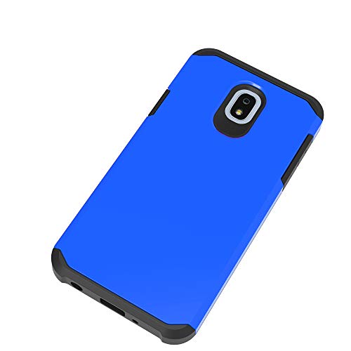 Galaxy A6 Case with Tempered Glass Screen Protector,IDEA LINE Heavy Duty Hybrid Hard Shockproof Slim Fit Brushed Anti-Fingerprint Cover - Blue