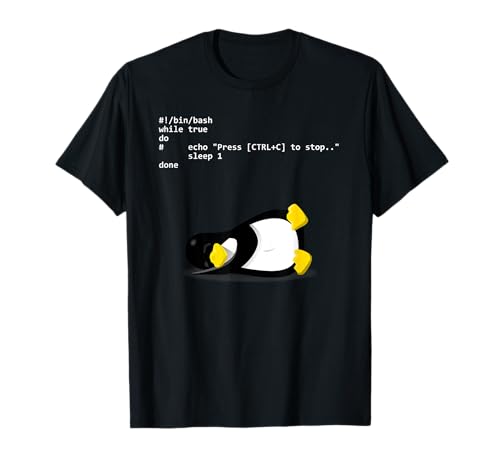 Maglietta Sleeping Tux Loop Linux Geek Nerd Penguin Maglietta