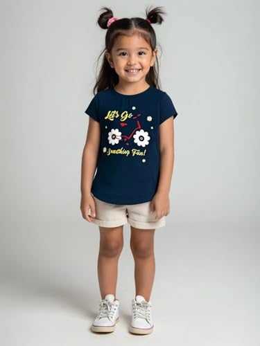 Image of NammaBaby Baby Girl Pure Cotton Hoseiry Regular Fit T-Shirt Top Tshirt - Pack of 3