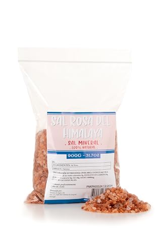 Sal rosa del Himalaya – 900 g – Sal mineral natural del Himalaya – Cristales gruesos para cocinar y condimentar