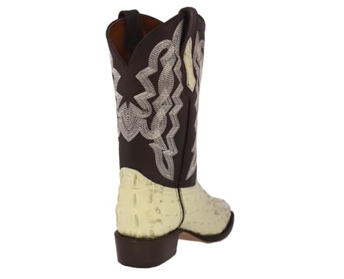 Texas Legacy Mens Off White Western Wear Cowboy Boots Crocodile & Ostrich Print J Toe3