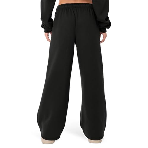 Women-Straight-Wide-Leg-Sweatpants-Casual-Baggy-Lined-Pants-Drawstring-High-Waist-Cargo-Jogger-Trousers