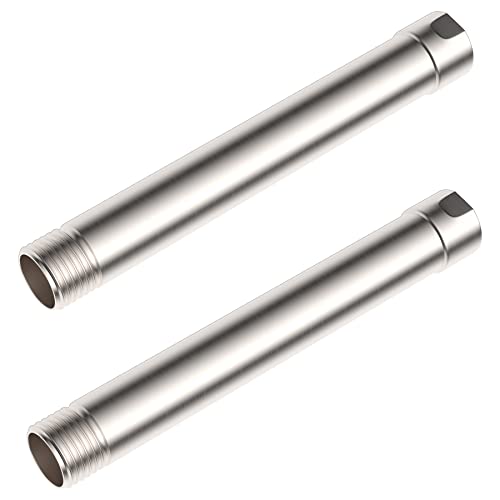Hibbent All Metal 2 Pack 6 Inch Shower Head Extension Arm, Solid Brass Shower Arm Extension Shower Head Extender, Water Outlet Lowers Existing Shower Head-Lower Shower Head, Brushed Nickel #TOP5