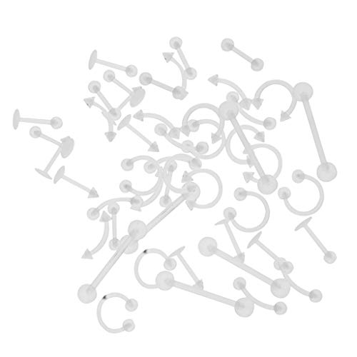 Preisvergleich Produktbild F Fityle 48 Stück Klarer Acryl Zungenhalter Langhantel Mixed Schmuck