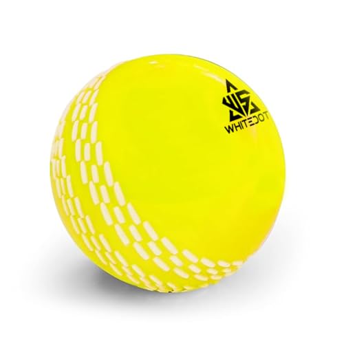 Image of Whitedot Synthetic Rubber Practice Cricket Ball /Wind Balls (90 GMS) for - Indoor & Outdoor Street & Beach Cricket (Pack of 6) (Yellow)
