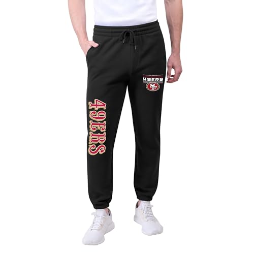 Ultra Game NFL Men's Active Super Soft Fleece Game Day Jogger Sweatpants, San Francisco 49ers, Black, Large