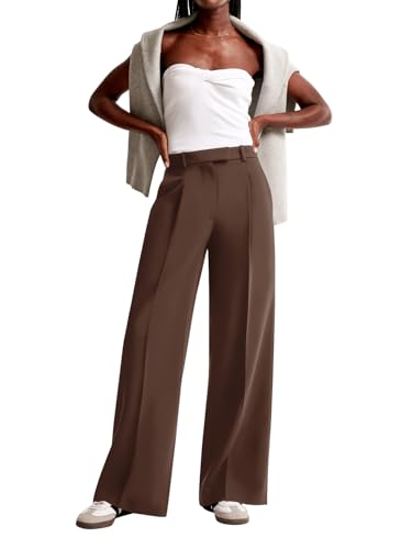Image of NIMIN Women Wide Leg Pants High Waisted Dressy Work Trousers Business Casual Palazzo Pants with Pockets