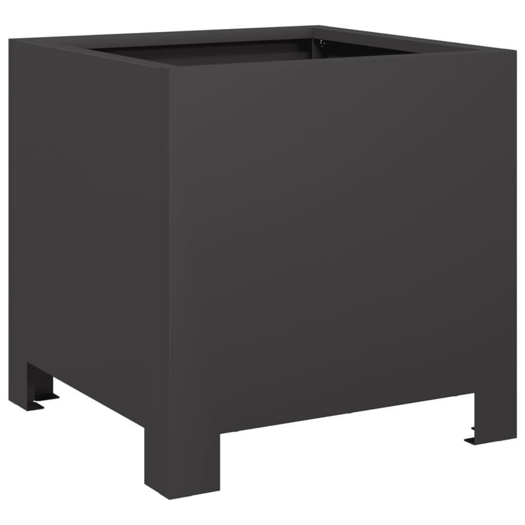 vidaXL Garden Planter, Plant Pot for Patio Balcony Terrace, Flower Pot for Flower Herb Plant Vegetables, Outdoor Planter Box, Black Steel