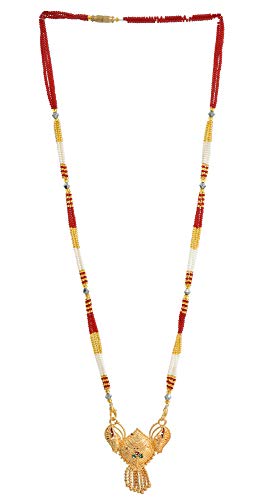 Traditional Green & Yellow Beads Mangalsutra Necklace Set