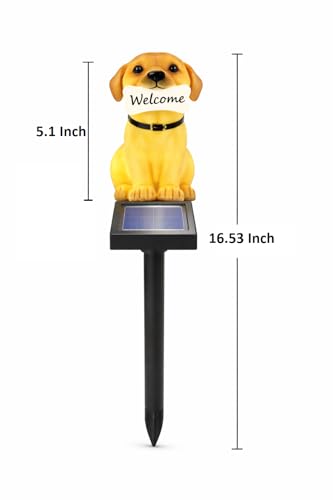 Image of CBK Welcome Dog Garden Solar Lights Outdoor Cute Dog LED Decorative Waterproof Garden Stake Lights, Lawn Lamp Light for Garden, Balcony, Patio, Yard Landscape Lighting
