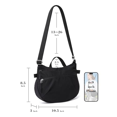 Bolso cruzado pequeño de nylon para mujer, liviano y resistente al agua miniatura 6