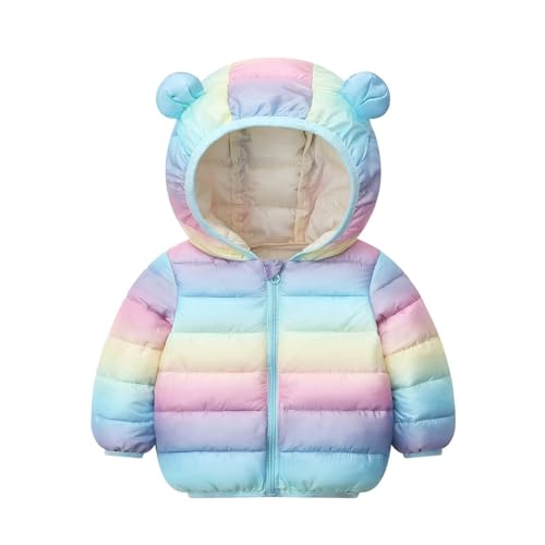 Boys Girls Bear Ears Puffer Jacket Cute Lightweight Fall Winter Down Jacket Outdoor Warm Comfy Hooded Toddler Coat