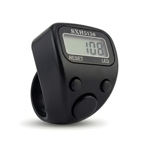 Image of Digital Finger Ring Counter, LCD Display with LED, Reset Function, Tally Counter (Pack of 1-Multicolour) (Black)