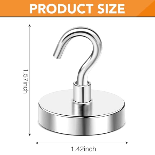 Image of 4Pcs Magnetic Hooks,Heavy Duty Earth Magnets with Hook for Refrigerator, Extra Strong Cruise Hook for Hanging, Magnetic Hanger for Curtain, Grill Office, and Kitchen (4 PCS)
