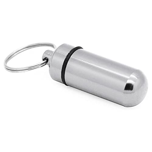 Welsberg 2x Mini Pillendoosje Sleutelhanger Tablet Medicijnhouder Aluminium Sleutelhanger Medicijnhouder, Waterdichte Tablet Capsule, Zilver - Afbeelding 5