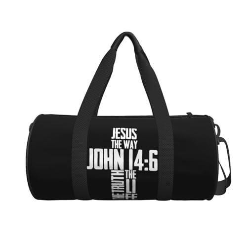 ARESU Christian Bible Verse Jesus The Way John 14-6 Duffel Bag Gym Bag Sports Bags Foldable Travel Bag Multipurpose Backpack, Black4