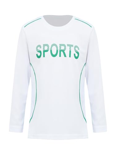 Eandarui Youth Boys Long Sleeve Ball Game Sports Top Quick Dry Undershirt Sports Bottom Layer Shirt White 5-6 Years