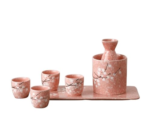 酒器 セット おちょこ セット 和風 とっくり 徳利 御猪口 セット 桜 洒落 陶器 日本酒 グラス 冷酒器セット 徳利 熱燗 温酒 燗瓶 ピンクです