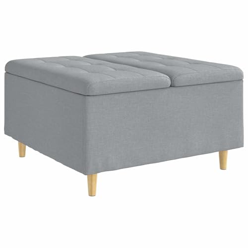 Tabouret de bar moderne ottomane de rangement tissu gris 80x80cm