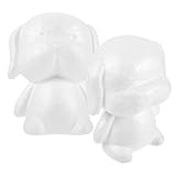 Amosfun 2 PCS Puppy Model Foam Dog Figurines White Foam Dogs for DIY Craft Valentines Day Christmas Party Decoration