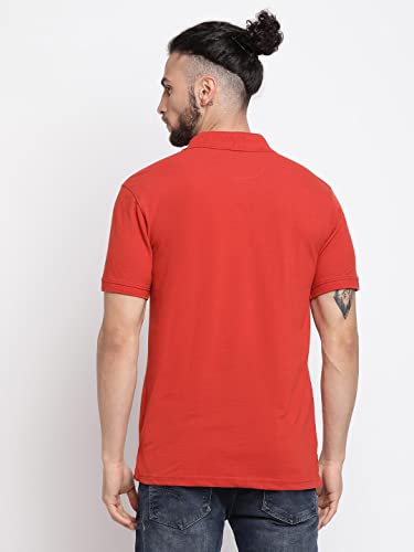 Image of Cantabil Men's Cotton Blend Solid Polo Neck T-Shirt (Regular Fit)