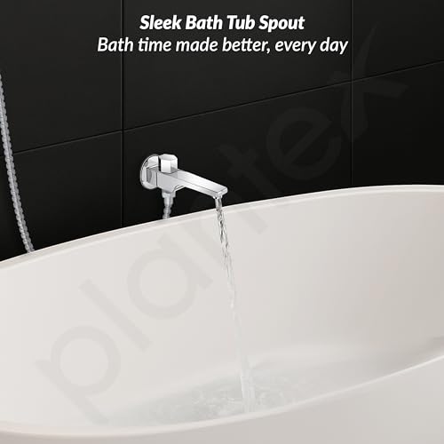 Image of Plantex Spout for Bathroom with Brass Spindle, Wall Flange and Teflon Tape /Button Attachment for Hand Shower-(AC06-Chrome)