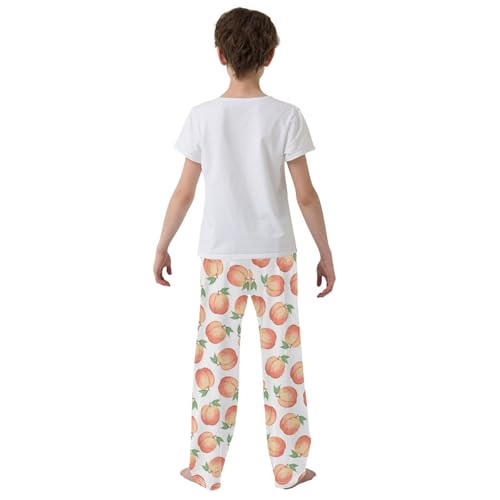 ZZXXB Peach Fruits Boys Long Pants Soft Trousers Elastic Waist Kids Lounge Bottoms with Pockets S-XL3