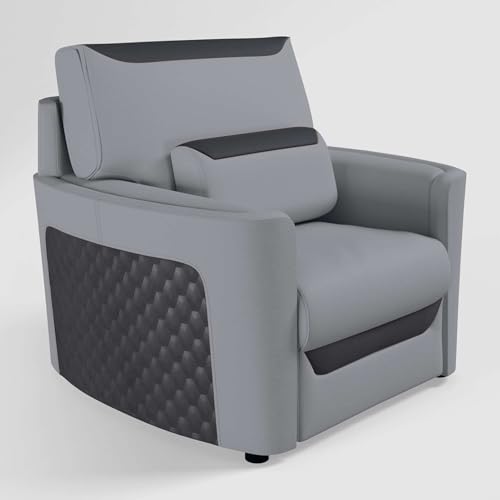 Image of GODREJ INTERIO Sofa ArcbayV2 1 Seater Synthetic Leather Sofa for Living Room, 3-Years Warranty, Solid Wood, Grey and Charcoal