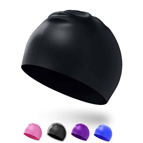 Darbermu Kids Silicone Swim Cap (Black)