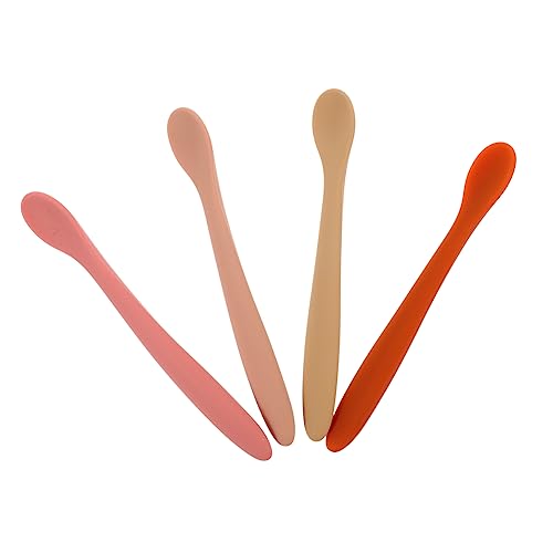 LABRIMP 4 Piezas Cuchara de alimentación de silicona cuchara de destete cuchara para pequeños cucharón cucharas de comida para bebés cuchara para cubiertos de gel de sílice