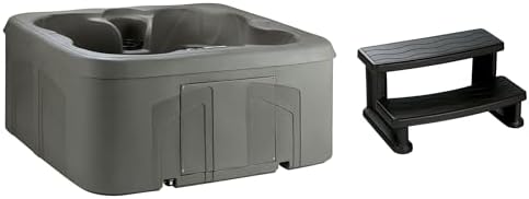 LifeSmart 4-Person Hot Tub – Outdoor Spa with 13 Jets, LED Lights, Cover & Side Step – Taupe-Colored Above-Ground Spa for Home Use