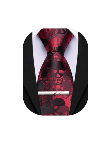 Image of Barry.Wang Silk Ties for Men Fun Necktie and Tie Clip Set for Wedding Party Business Formal Extra Long