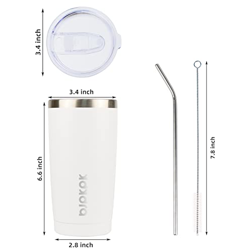Image of BJPKPK 20oz Coffee Tumbler with Lid & Straw, Insulated Stainless Steel Mug