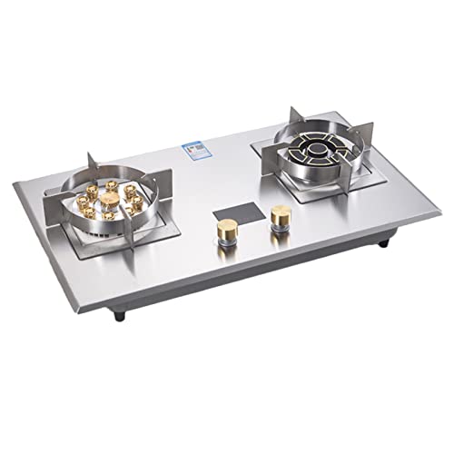 Gas Stove, Stainless Steel Cooktop Double Burner, Desktop and Recessed Installation Suitable for Kitchen and Camping Rvs,LPG, NG (Size : NG)